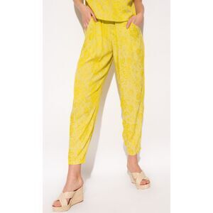 FORTE FORTE Singing Bloom Yellow Floral Pull On Ankle Trouser Pants Sz 4 S Small